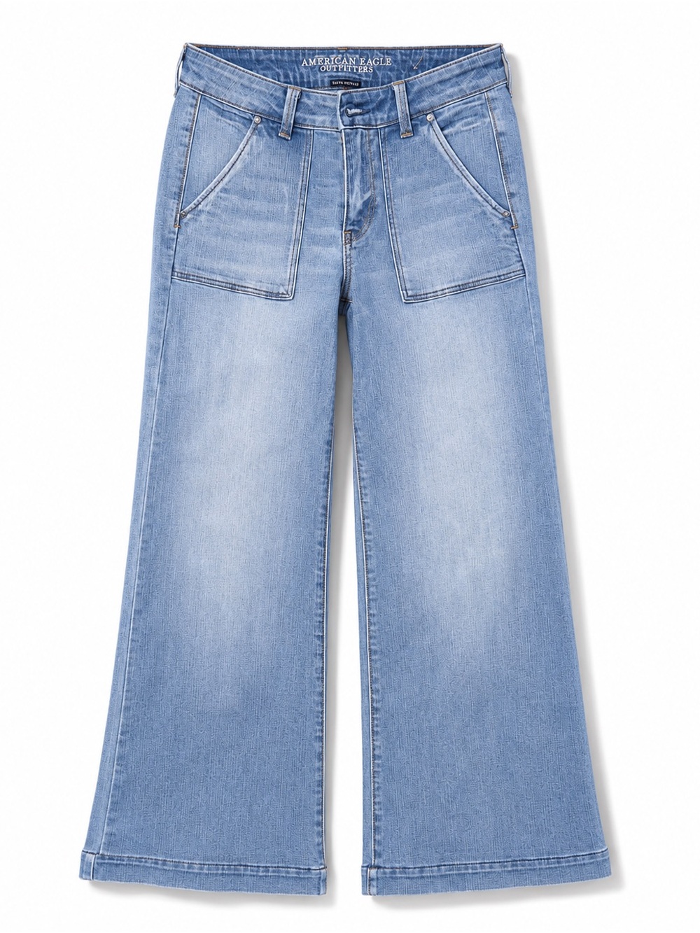 American Eagle Outfitters Light Blue Wide-Leg Jeans - Picture 2 of 6